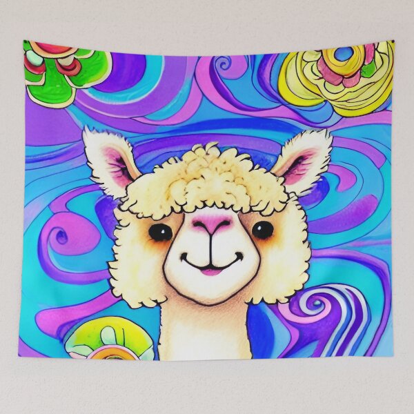 Item preview, Happy Alpaca - Psychedelic Background designed and sold by ArtistsQuest.