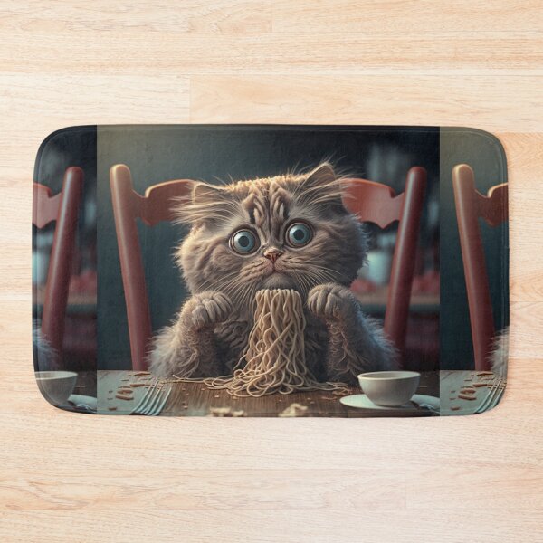 Aperçu de l'œuvre Chat drôle mignon manger Spaghetty créée et vendue par BISJOU.