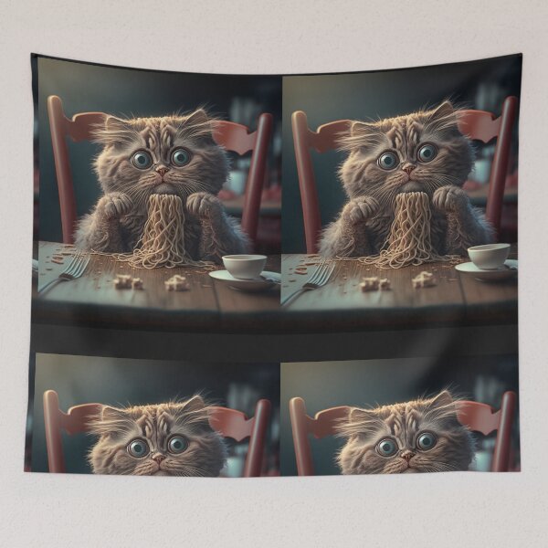 Item preview, Cute Funny cat eat Spaghetty designed and sold by BISJOU.