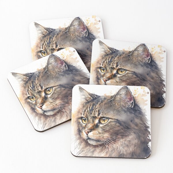 Item preview, Boho Wild Cat: Watercolor painting of a Wild Cat designed and sold by faiaArt.