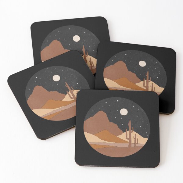 Item preview, Moon on the starry sky, mountains, and cactuses.  designed and sold by KO-SIM.