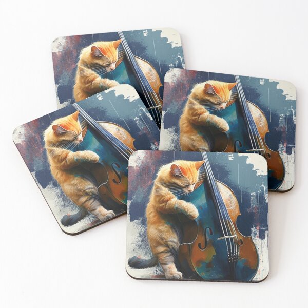 Item preview, Cat Playing a Double Bass designed and sold by AlexArtCollega.