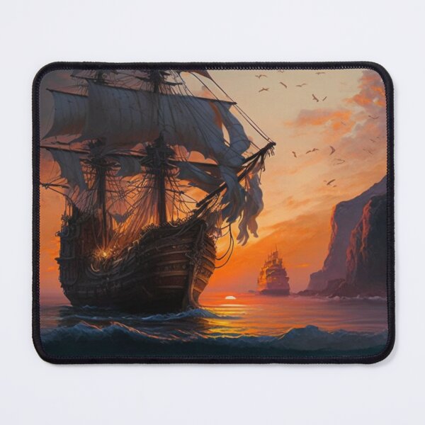 Item preview, Pirate ship in sunset designed and sold by Paintandgo.