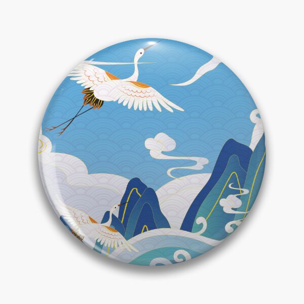 Item preview, auspicious sea waves alpine auspicious clouds crane  shading designed and sold by UnaWu533.