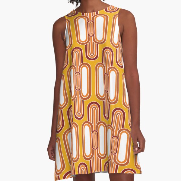 1970's Retro Vintage Seventies Style Pattern A-Line Dress