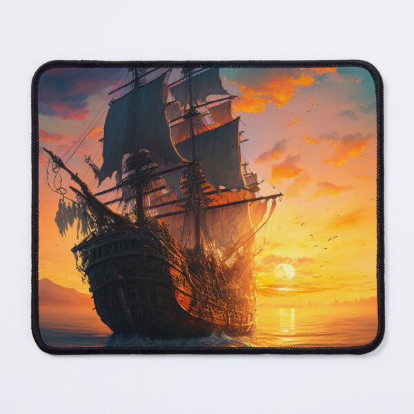 Item preview, Pirate ship in sunset designed and sold by Paintandgo.