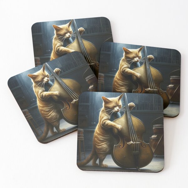 Item preview, Cat Playing a Double Bass designed and sold by AlexArtCollega.