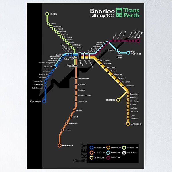 Item preview, Perth Rail Map designed and sold by monkebox.