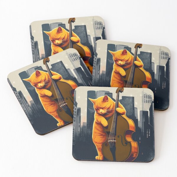 Item preview, Cat Playing a Double Bass designed and sold by AlexArtCollega.