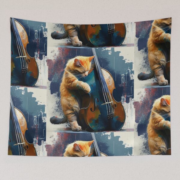 Item preview, Cat Playing a Double Bass designed and sold by AlexArtCollega.