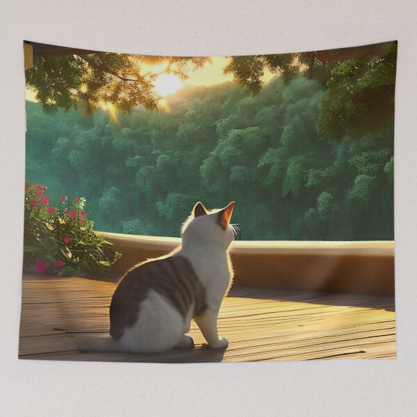 Item preview, Cat Watching Sunset Scene designed and sold by roleshop.