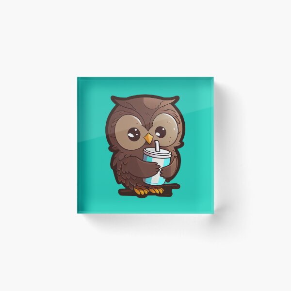 Item preview, Chibi owl drinking hot chocolate designed and sold by schizarty.