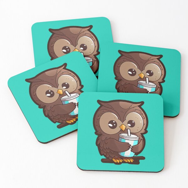 Item preview, Chibi owl drinking hot chocolate designed and sold by schizarty.