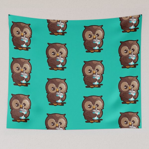 Item preview, Chibi owl drinking hot chocolate designed and sold by schizarty.