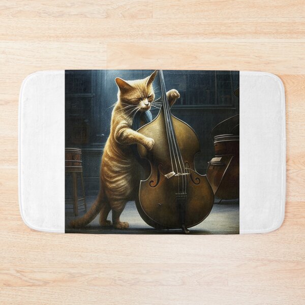 Item preview, Cat Playing a Double Bass designed and sold by AlexArtCollega.