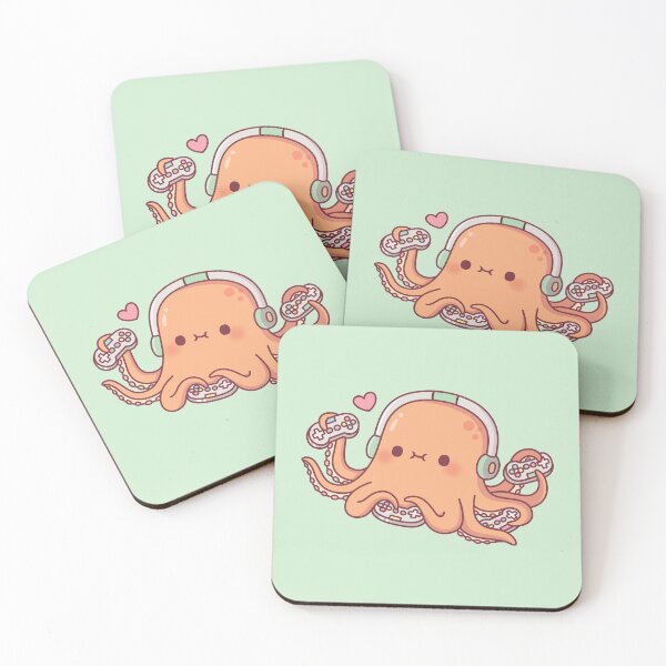 Item preview, Cute Octopus Gamer With Four Video Game Controllers designed and sold by rustydoodle.