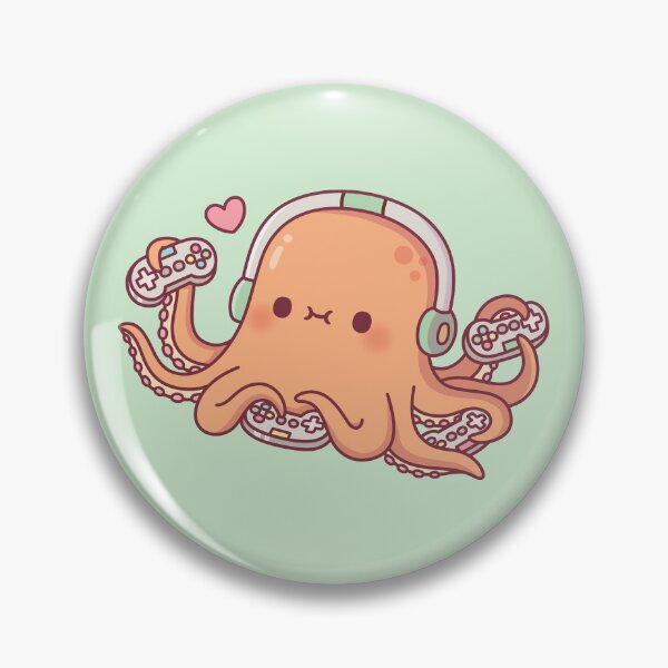 Item preview, Cute Octopus Gamer With Four Video Game Controllers designed and sold by rustydoodle.