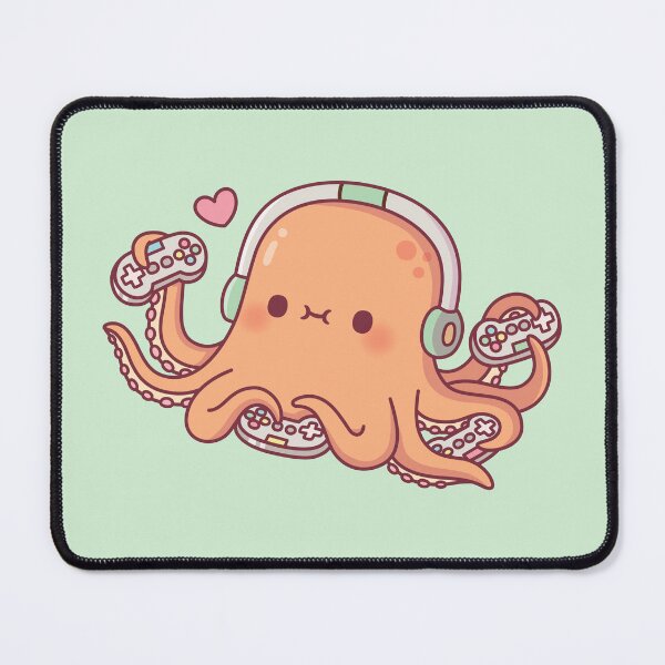 Item preview, Cute Octopus Gamer With Four Video Game Controllers designed and sold by rustydoodle.