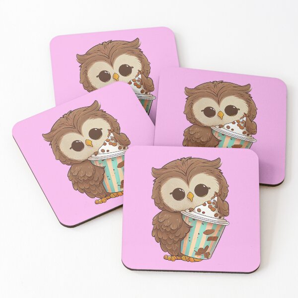 Item preview, Chibi owl drinking hot chocolate designed and sold by schizarty.