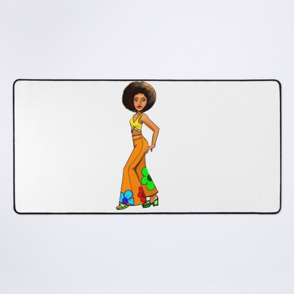 Retro 60s and 70s Chic girl in Afro and flower power pattern bell bottom  pants- groovy 1960s and 1970s retro Canvas Print for Sale by Artonmytee