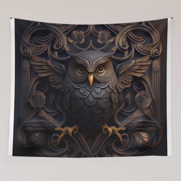 Item preview, Ornamental owl digital illustration designed and sold by Omen238.