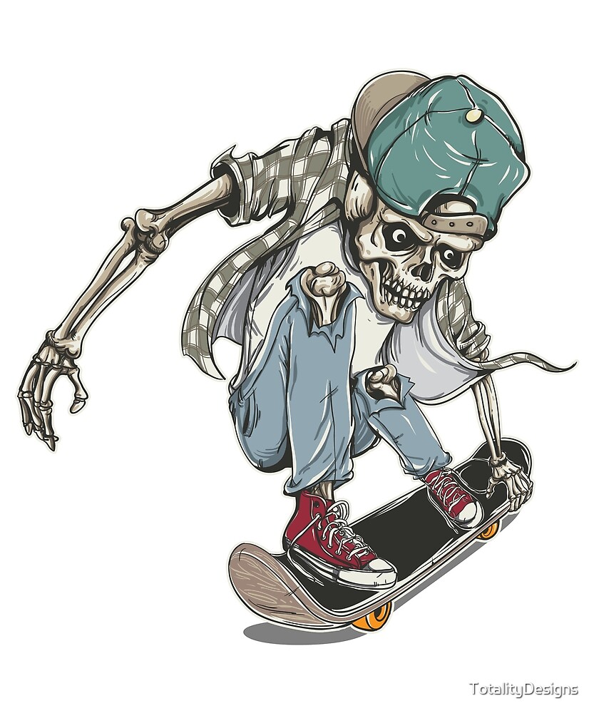 "Skeleton Skater Death Skateboarding" by TotalityDesigns Redbubble