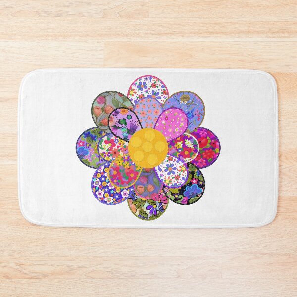 Item preview, Quilted Double Flower Floral Patterns Felt Look designed and sold by CheriesArt.