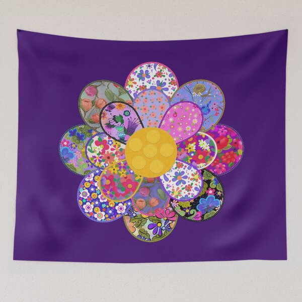 Item preview, Quilted Double Flower Floral Patterns Felt Look designed and sold by CheriesArt.
