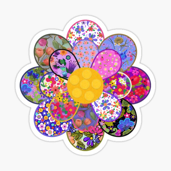 Item preview, Quilted Double Flower Floral Patterns Felt Look designed and sold by CheriesArt.
