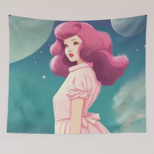 Item preview, Retro woman on the way to distant galaxies designed and sold by Girly-Universe.