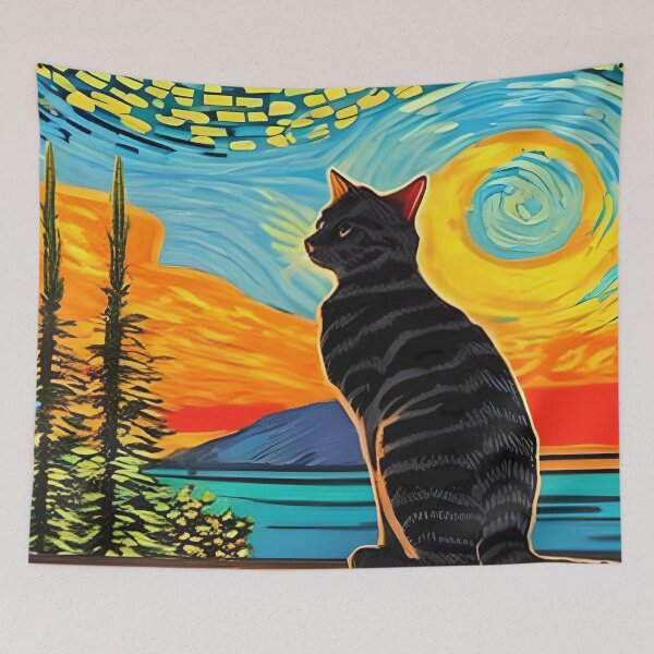 Item preview, Cat Watching Sunset Scene designed and sold by roleshop.