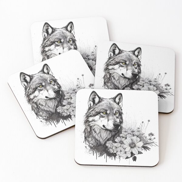 Item preview, Vintage Wolf With Flowers | Wolf Is My Spirit Animal | Wolf Art for Wolf Lovers designed and sold by JooArtPrints  ★★★★★.