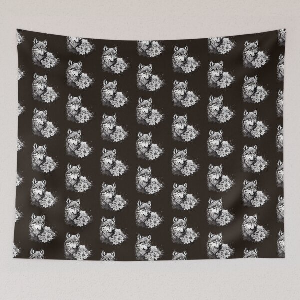 Item preview, Vintage Wolf With Flowers | Wolf Is My Spirit Animal | Wolf Art for Wolf Lovers designed and sold by JooArtPrints  ★★★★★.