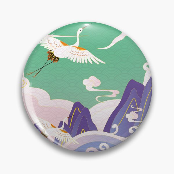 Item preview, sea waves alpine auspicious clouds crane designed and sold by UnaWu533.