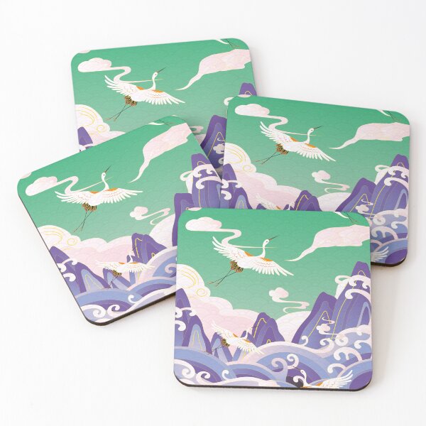 Item preview, sea waves alpine auspicious clouds crane designed and sold by UnaWu533.