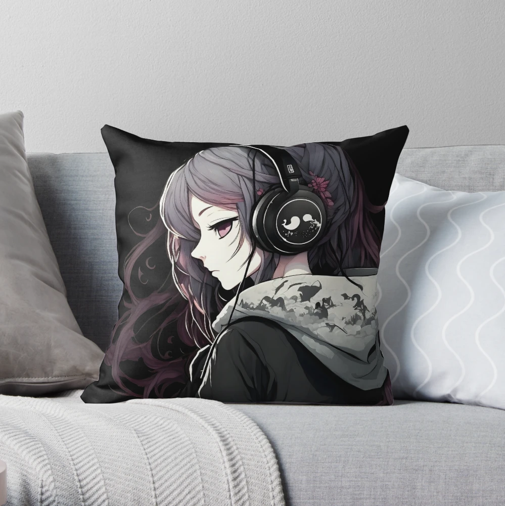 Big-eyed goth girl Throw Pillow by CSA Images - Pixels