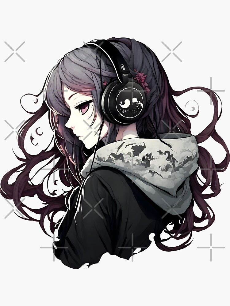 Dark Anime Girl Art Anime Aesthetic Print Gothic Emo Gamer 