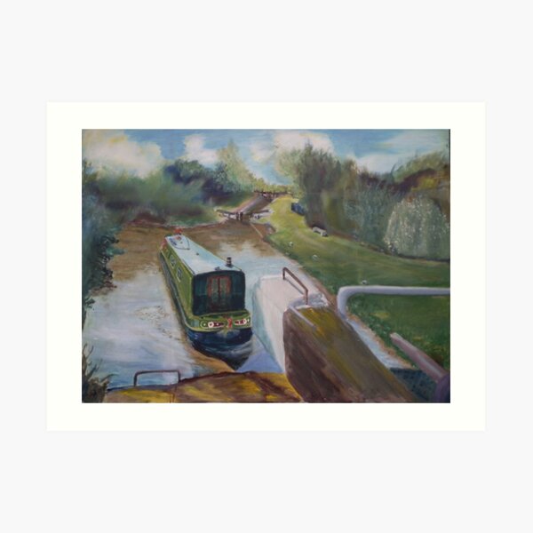 Narrowboat Approaching Lock Art Print