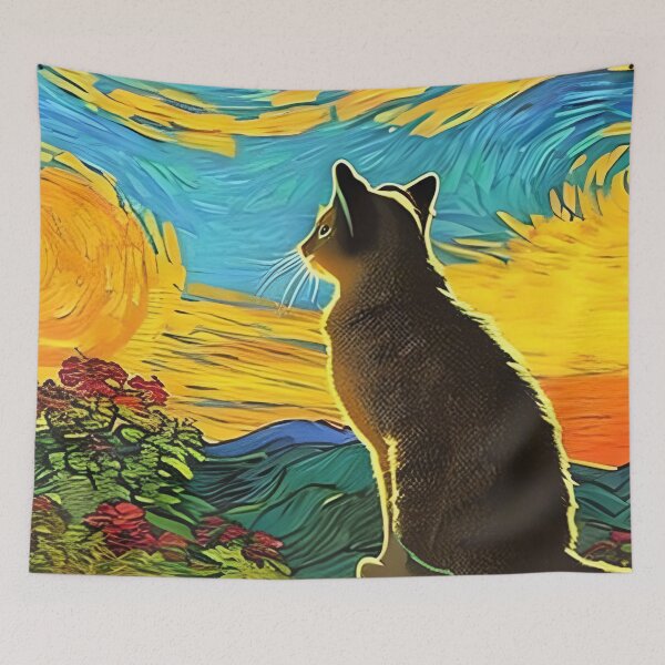 Item preview, Cat Watching Sunset Scene designed and sold by roleshop.