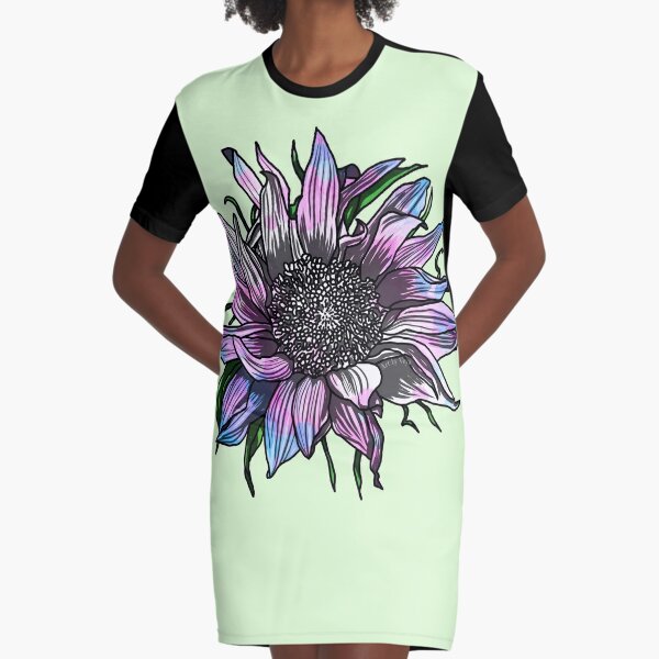 Trans Sunflower Graphic T-Shirt Dress