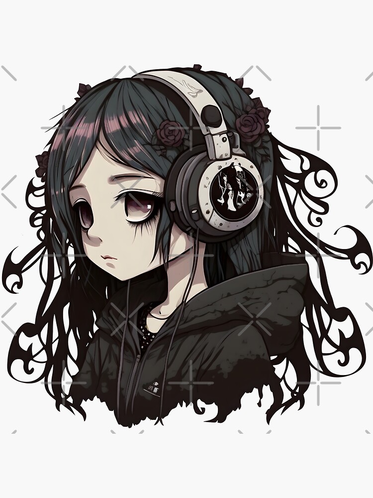 Anime Girl Wearing Hoodie And Headphones Sad Music