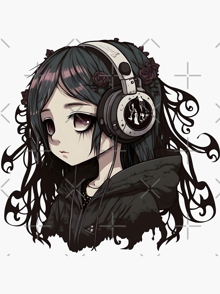 Anime girl with sale headphones and hoodie