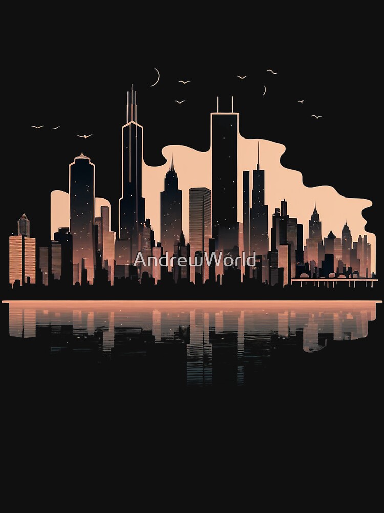 Chicago Skyline T-shirt Design Essential T-Shirt for Sale by  FlagSilhouettes