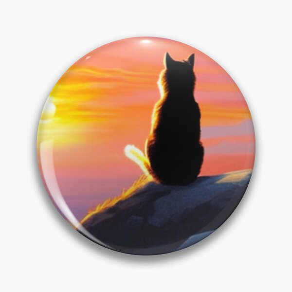 Item preview, Cat on a Rock Watching the Sunset Over the Sea designed and sold by HanaiPrint.