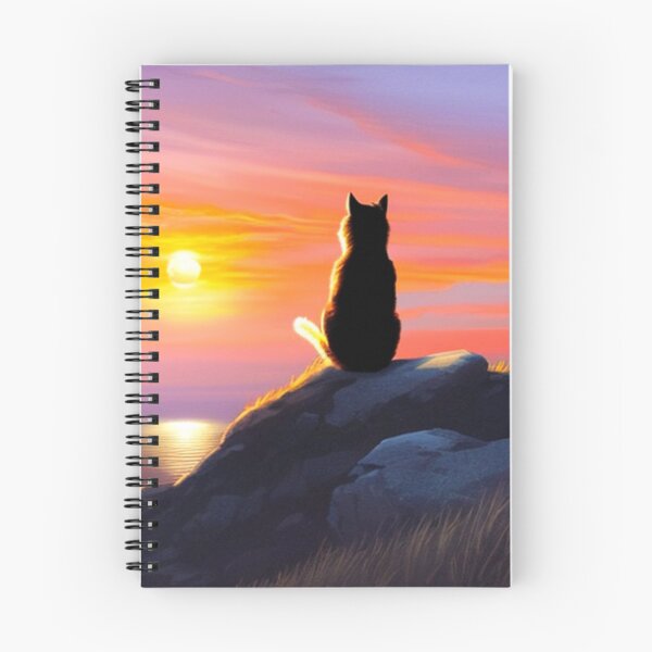 Item preview, Cat on a Rock Watching the Sunset Over the Sea designed and sold by HanaiPrint.