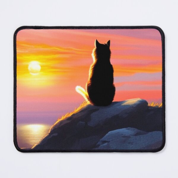 Item preview, Cat on a Rock Watching the Sunset Over the Sea designed and sold by HanaiPrint.