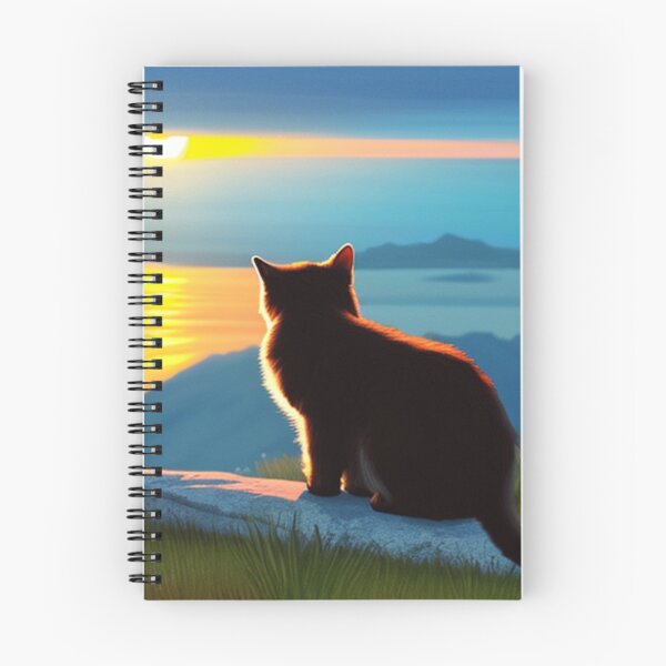 Item preview, Cat Watching the Sunset Over Calm Seas and With Blue Sky designed and sold by HanaiPrint.