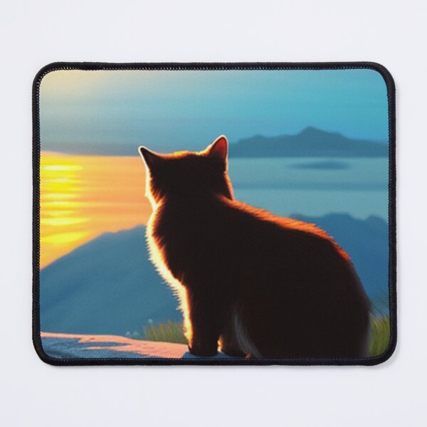Item preview, Cat Watching the Sunset Over Calm Seas and With Blue Sky designed and sold by HanaiPrint.