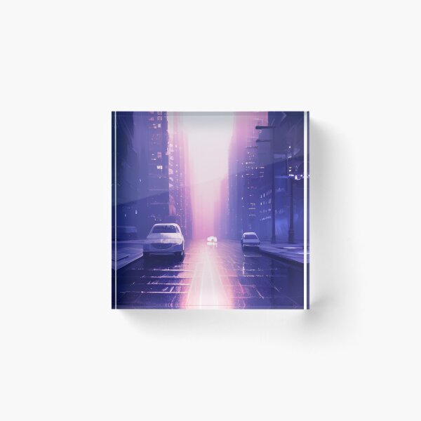 Item preview, Pastel Violet Night Light City Life High Quality Art Print designed and sold by PaperMagus.