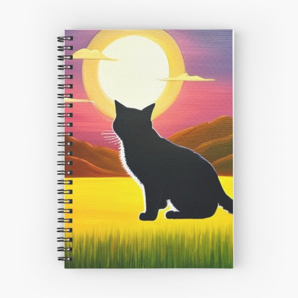 Item preview, Cartoon Black Cat Watching the Sunset designed and sold by HanaiPrint.